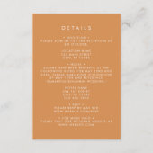Butterscotch coördinaat bruiloft details informatiekaartje (Voorkant)