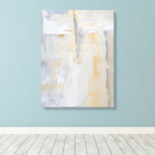 Butterscotch Grey White Modern Abstract schilderen Canvas Afdruk (Insitu (Houten vloer))
