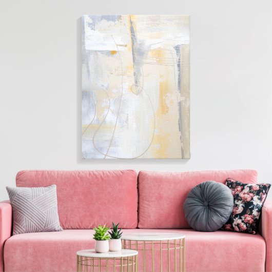 Butterscotch Grey White Modern Abstract schilderen Canvas Afdruk (Insitu (Woonkamer))