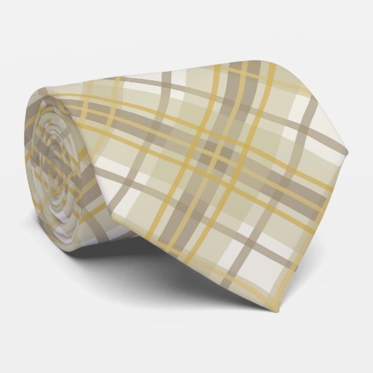 Butterscotch, Tan en Crème Plaid Stropdas (Opgerold)