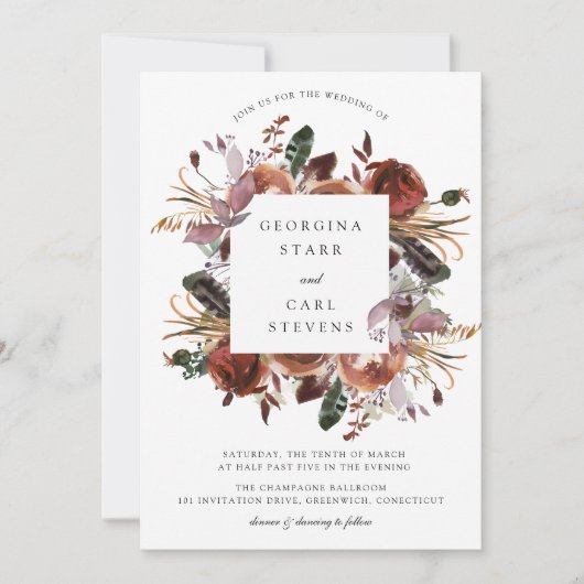 Butterum & Plum Bruiloft Lijst Uitnodiging (Voorkant)