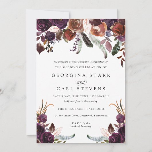 Butterum & Plum bruiloft uitnodiging (Voorkant)