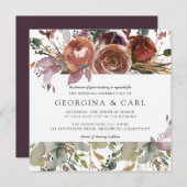 Butterum & Plum bruiloft uitnodiging | Vierkant 1 (Voorkant / Achterkant)