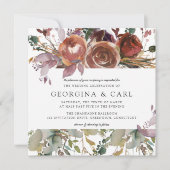 Butterum & Plum bruiloft uitnodiging | Vierkant 1 (Voorkant)