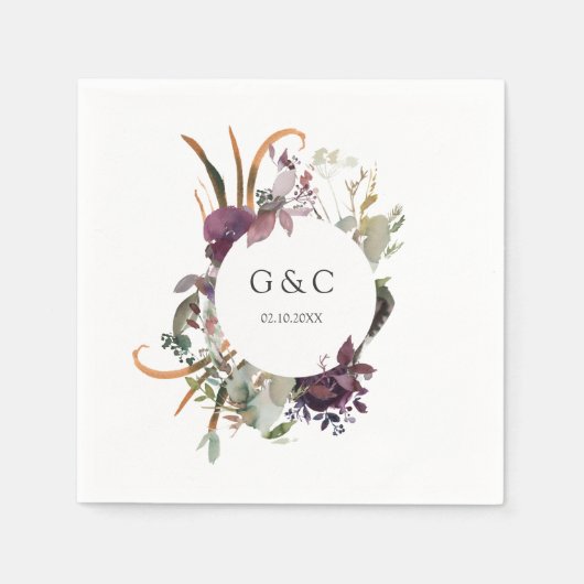 Butterum & Plum Gepersonaliseerde bruiloft servet  (Voorkant)