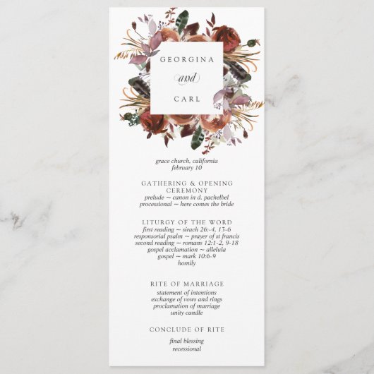 Butterum & Plum huwelijksceremonie programma Programmakaart (Voorkant)