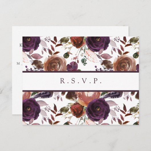 Butterum & Plum RSVP-Briefkaart met maaltijdkeuze Uitnodiging Briefkaart (Voorkant / Achterkant)
