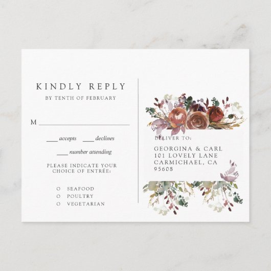 Butterum & Plum RSVP-Briefkaart met maaltijdkeuze Uitnodiging Briefkaart (Achterkant)