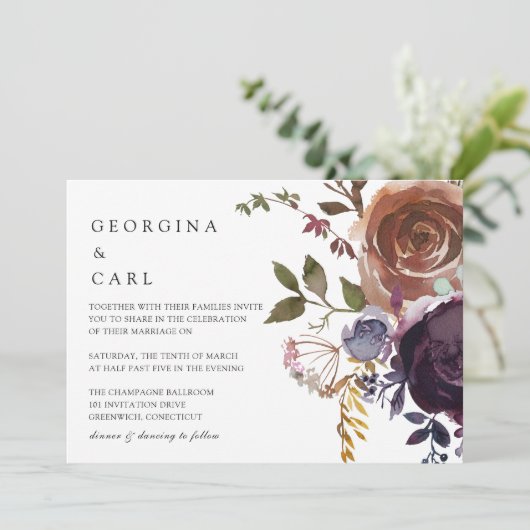 Butterum & Pruim bruiloft uitnodiging Landschap 2 (Staand voorkant)