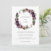 Butterum & Pruimenkrans bruiloft uitnodiging (Staand voorkant)