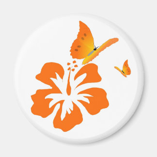 buttervliegen en oranje hibiscus magneet
