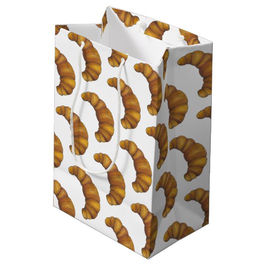 Buttery Flaky Golden Croissant French Pastry Food Medium Cadeauzakje (Achterkant Gekanteld)