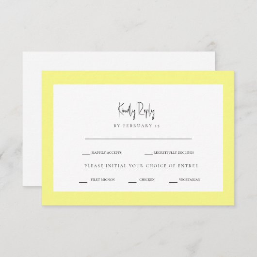 Buttery Yellow Dinner Options RSVP (Voorkant / Achterkant)