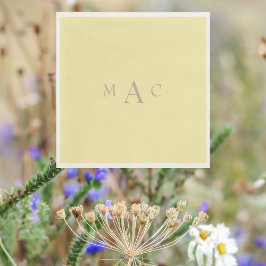 Buttery Yellow Monogram Wedding Cocktail Servet