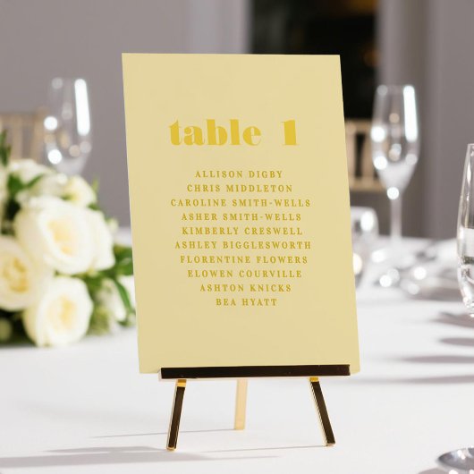 Buttery Yellow Tafel Nummer Zitting Grafiek