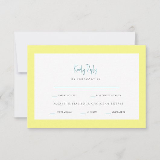 Buttery Yellow & Turquoise Dinner Options RSVP (Voorkant)