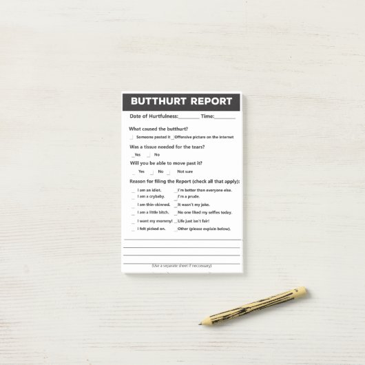 Butthurt Rapportformulier Post-it® Notities, 10 x Notes (Op bureau)