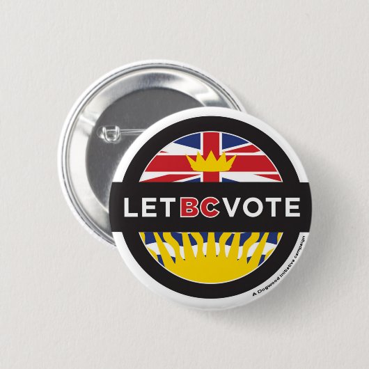 Button 2,25 inch - Let B.C. Stemming (Voorkant /achterkant)
