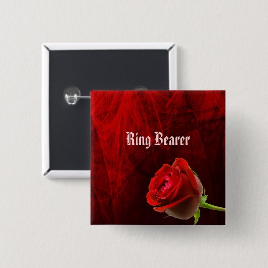 Button aan gothische Roos Ring (Voorkant /achterkant)