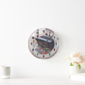 Button accordeon op stoel met bloemrijke stoel ronde klok (Huis)