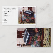 Button accordeon op stoel met bloemrijke stoel visitekaartje (Voorkant / Achterkant)