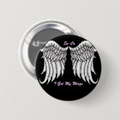 Button, ANGEL WINGS, ik heb mijn spullen... - Gepe Ronde Button 5,7 Cm (Voorkant /achterkant)