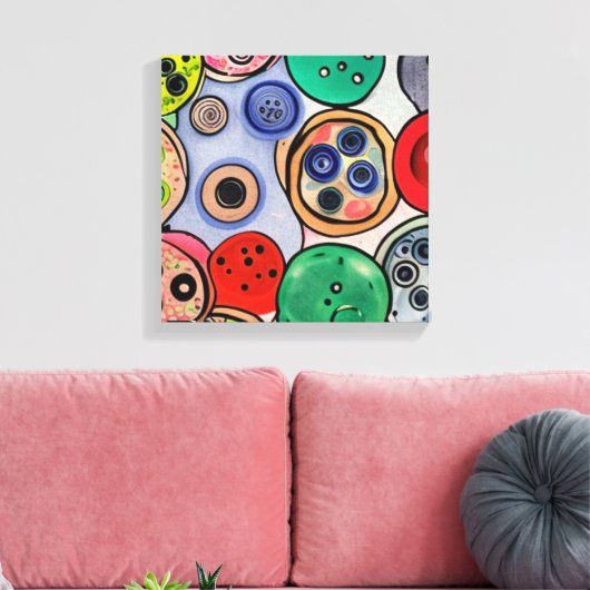 Button Art Canvas Afdruk (Insitu (Woonkamer))