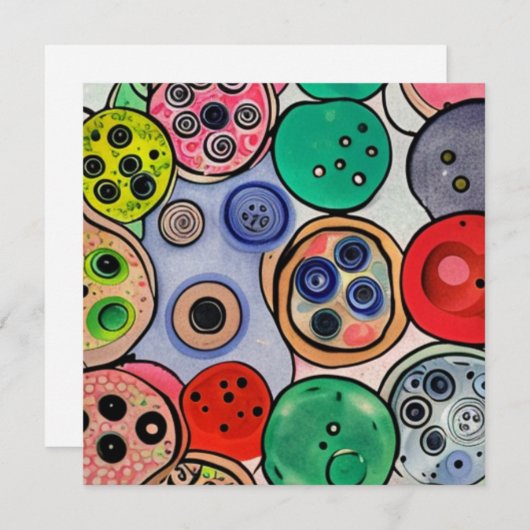 Button Art Feestdagenkaart (Voorkant / Achterkant)