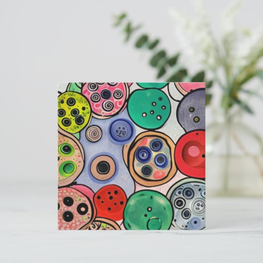 Button Art Feestdagenkaart (Staand voorkant)