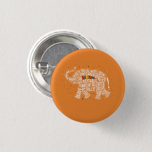 Button Autism Awareness: Elephant Button (Voorkant /achterkant)