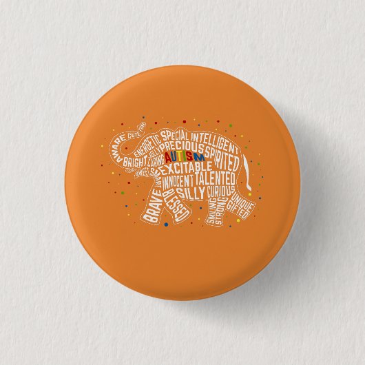 Button Autism Awareness: Elephant Button (Voorkant)