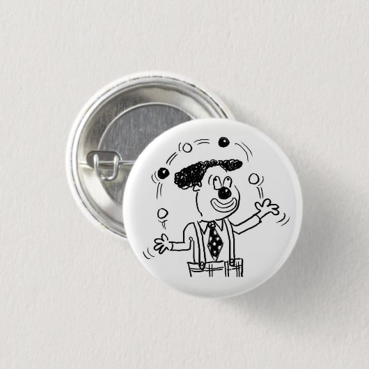 Button Badge met een Clown Juggler Juggling (Voorkant /achterkant)