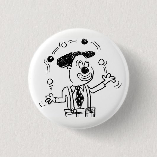 Button Badge met een Clown Juggler Juggling (Voorkant)