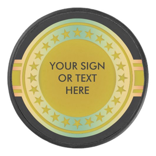 Button / banner - sterren goudkleurig + JONGEREN Hockey Puck (Voorkant)