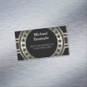 Button / banner - sterren zilver zwart + uw rug. magnetisch visitekaartje (Voorbeeld)