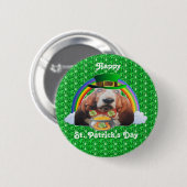 Button Basset Hound Happy St Patrick's Day (Voorkant /achterkant)