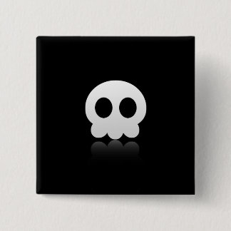 Button Black Skull Face Square