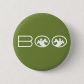 Button Boo Halloween, groen en wit (Voorkant)