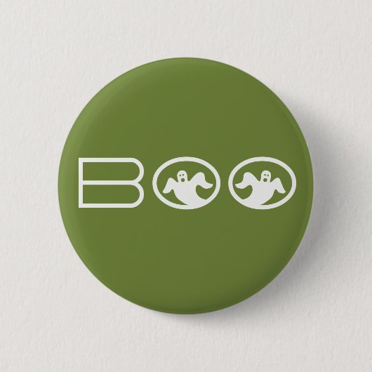 Button Boo Halloween, groen en wit (Voorkant)
