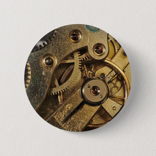 Button: Brass Hearted. Horloge Ronde Button 5,7 Cm (Voorkant)