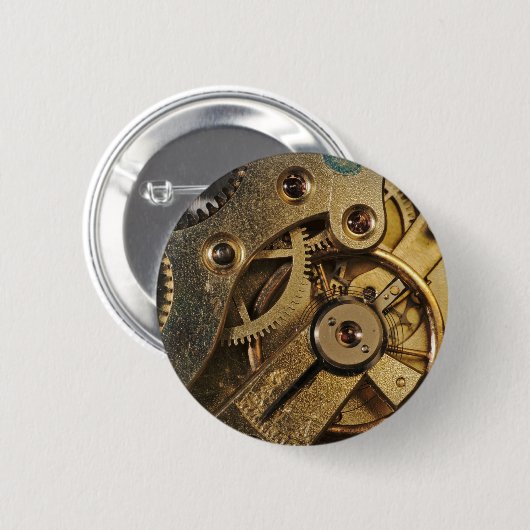 Button: Brass Hearted. Horloge Ronde Button 5,7 Cm (Voorkant /achterkant)