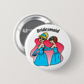 Button: bruidsmeisje (blauw) ronde button 5,7 cm (Voorkant /achterkant)