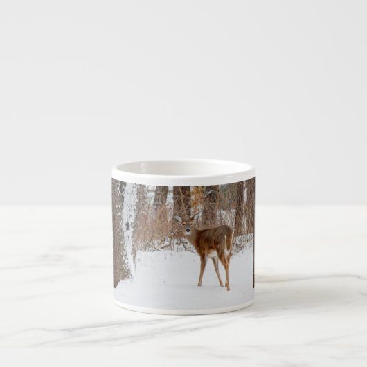 Button Buck Deer in Winter White Snowy Field Espresso Kop (Voorkant)