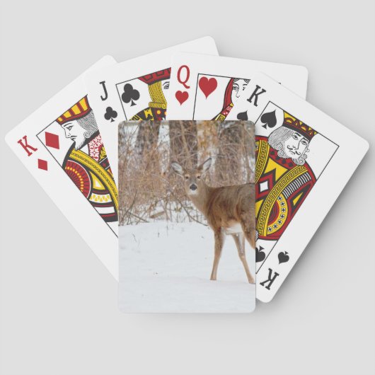 Button Buck Deer in Winter White Snowy Field Speelkaarten (Achterkant)