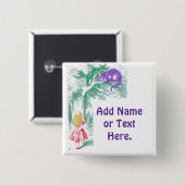 Button: "Cheshire Cat" van "Alice in Wonderland" Vierkante Button 5,1 Cm (Voorkant /achterkant)