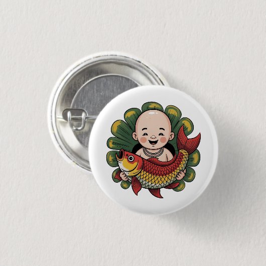 Button | Chloe Baby - Schattigee jongen met Lucky  (Voorkant /achterkant)