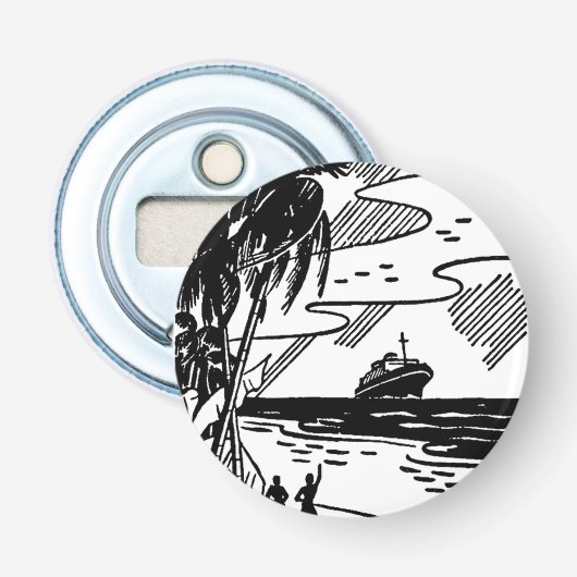 Button cruiseschip met omtreklijn flesopener (Voorkant)