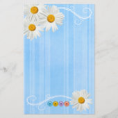 Button Daisy Blue Briefpapier (Voorkant)