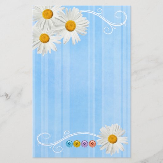 Button Daisy Blue Briefpapier (Voorkant)