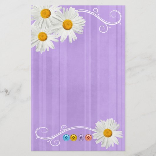 Button Daisy Paars Briefpapier (Voorkant)